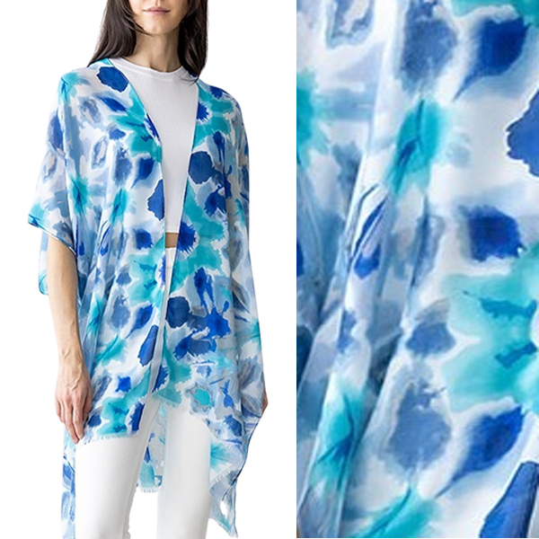 5020 - Blue<br>
Floral Print Kimono