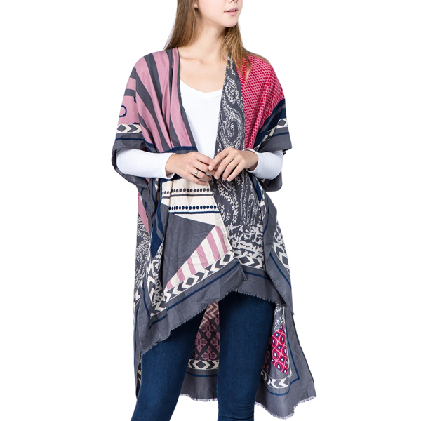 1C52 - Pink Multi<br>
Abstract Print Kimono