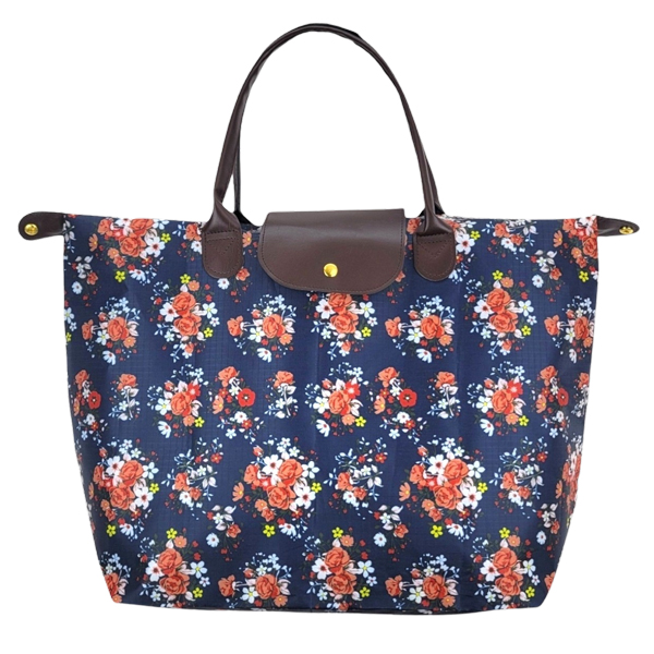 2069 - Navy Floral<br>
Foldable Tote Bag