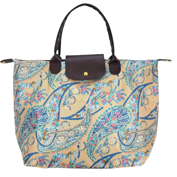 2072 - Beige Paisley Floral<br>
Foldable Tote Bag