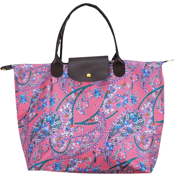 2072 - Pink Paisley Floral<br>
Foldable Tote Bag