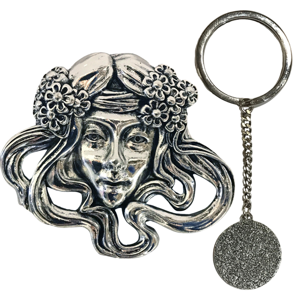 006 - Flowers in Her Hair<br>
Antique Silver Key Minder