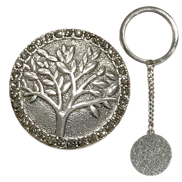 015 - Tree with Hematite Circle<br>
Antique Silver Key Minder