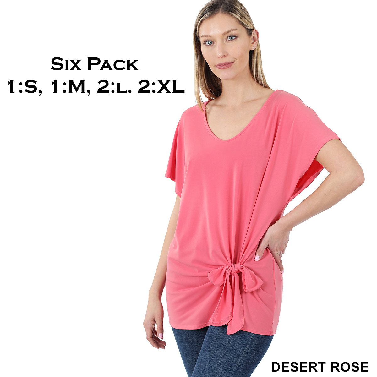 3168 Desert Rose<br>
Tie Front Top<BR>
SIX PACK
