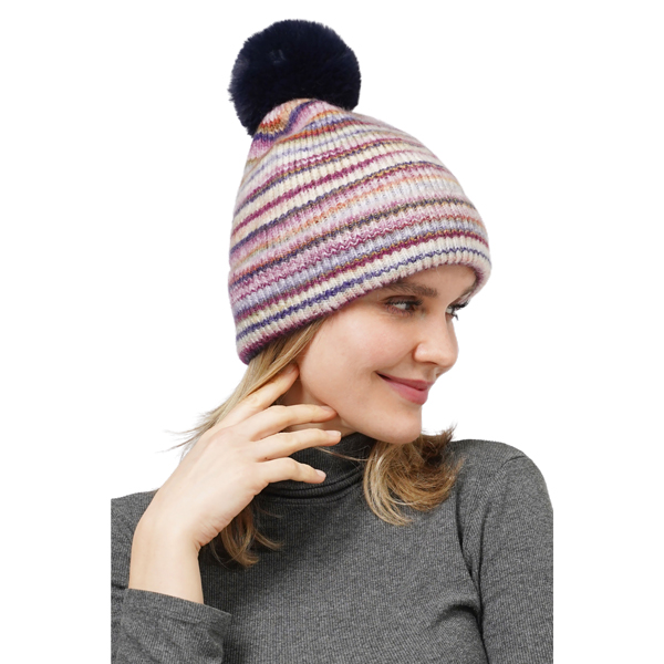 3808 - Striped Knit Beanies & Overlay Gloves