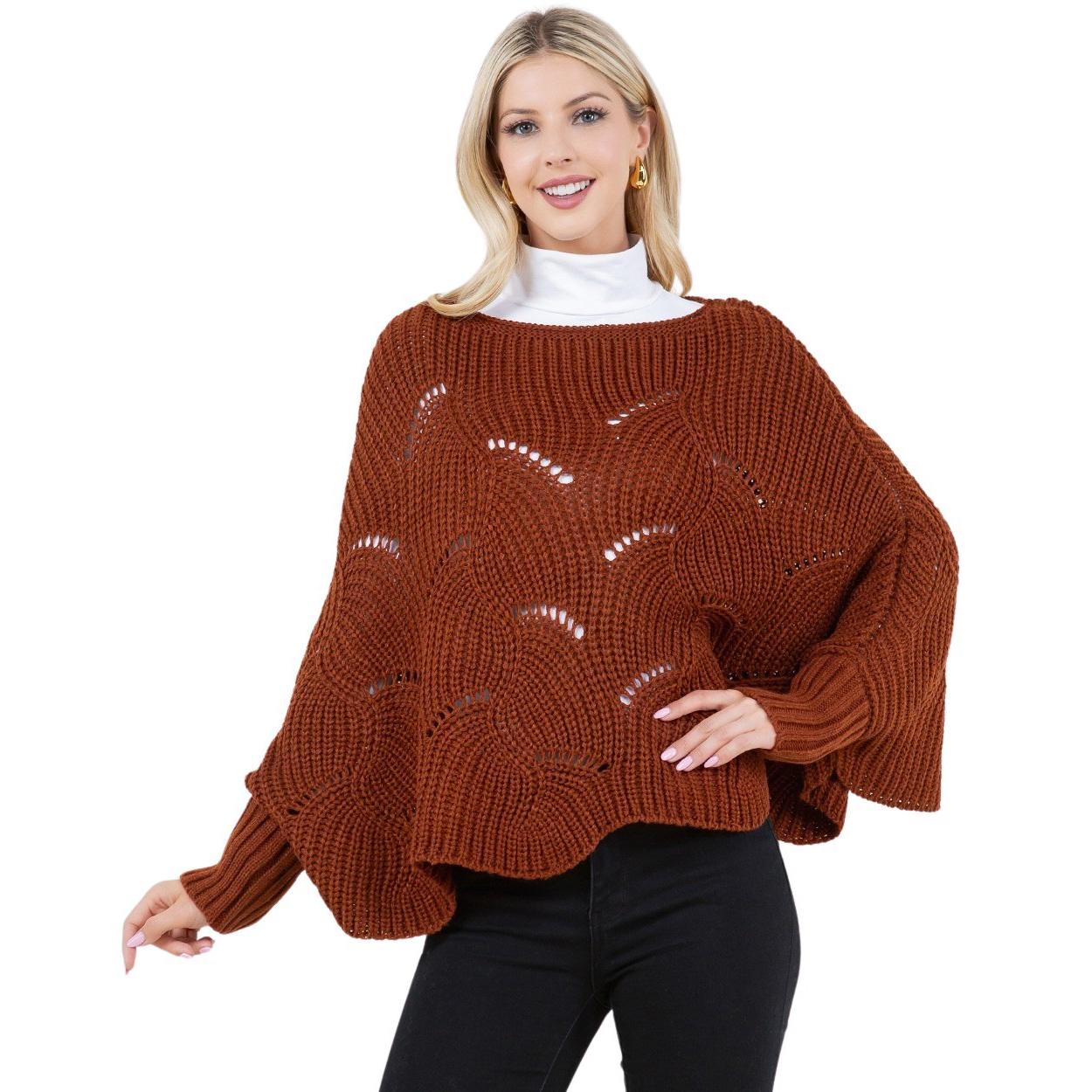 4271 - Sweater Poncho w/ Sleeves