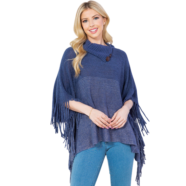 4209 - Poncho - Ombre Cowl-neck w/ Wooden Buttons