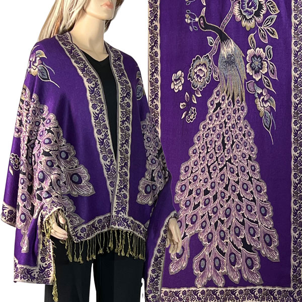 3692 - A04 Purple<br>
Peacock Woven Shawl