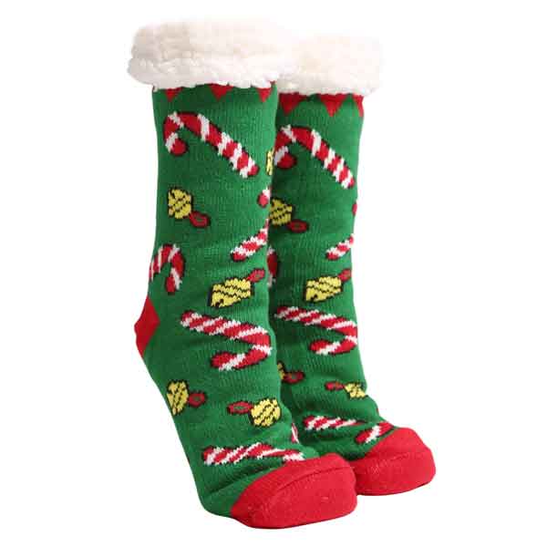 3841 - Christmas  Pattern Non-Slip Sherpa Socks