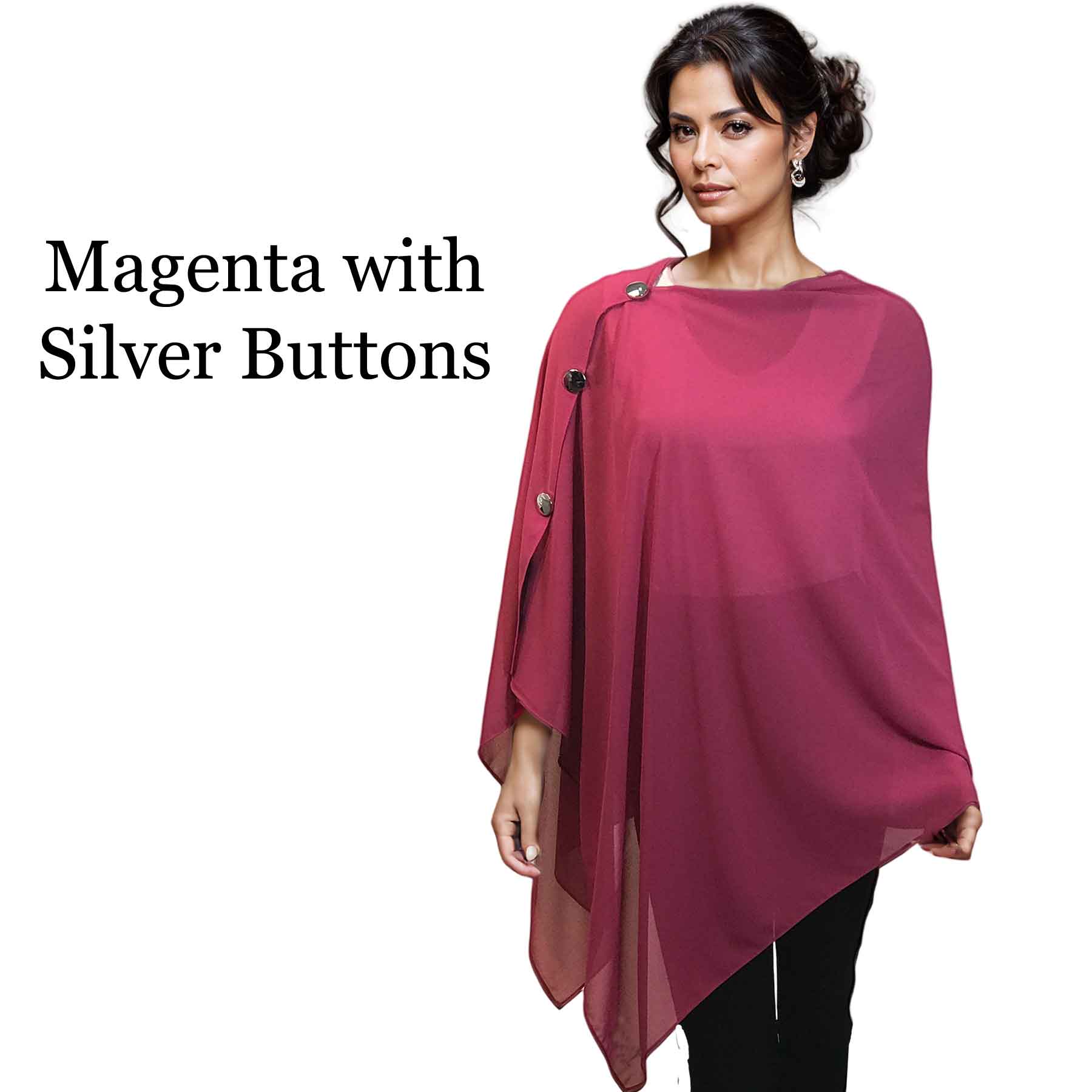 047S - Magenta w/Silver Buttons<br>
Georgette Button Shawl

