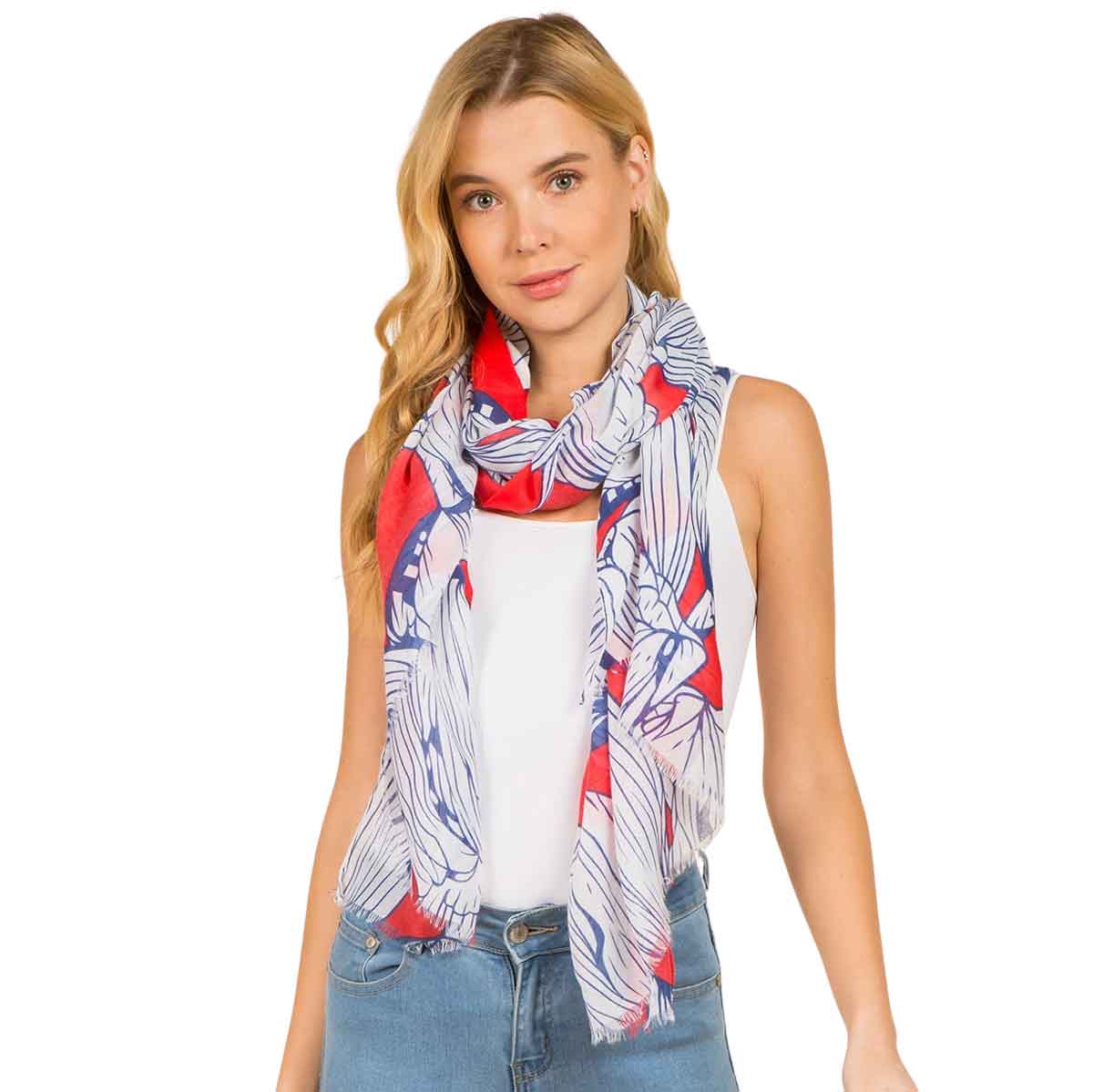 4114 - Floral Line Art Scarves