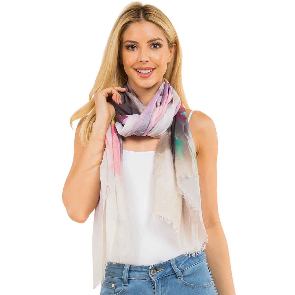 0002 - 01<br>
Watercolor Tie Dyed Scarf