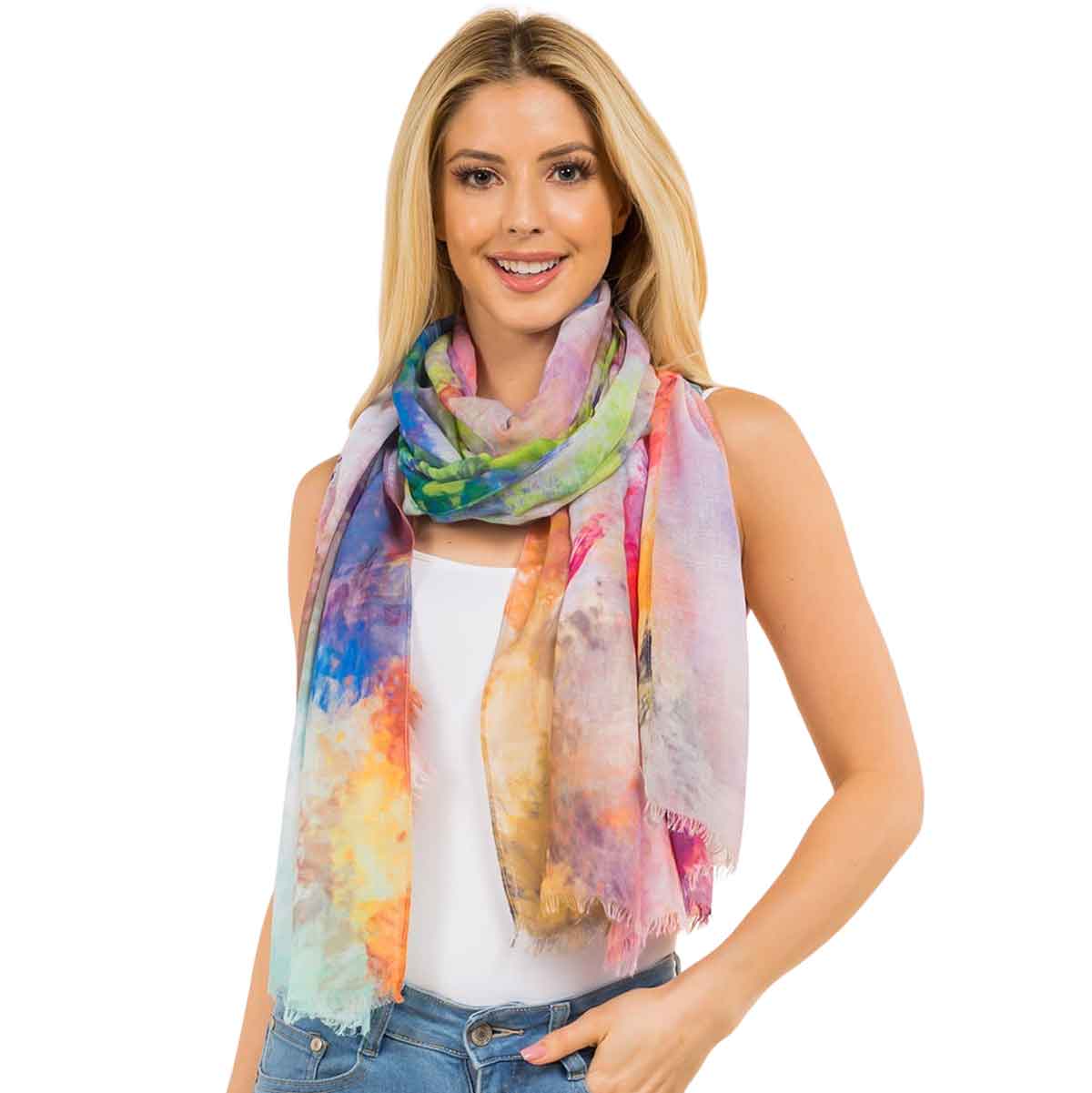 0002 - 03<br>
Watercolor Tie Dyed Scarf