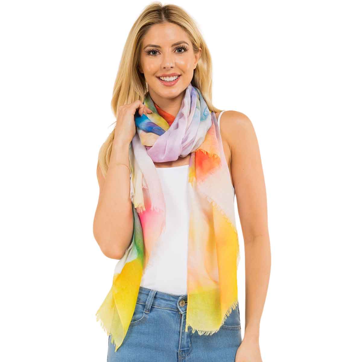 0002 - 02<br>
Watercolor Tie Dyed Scarf