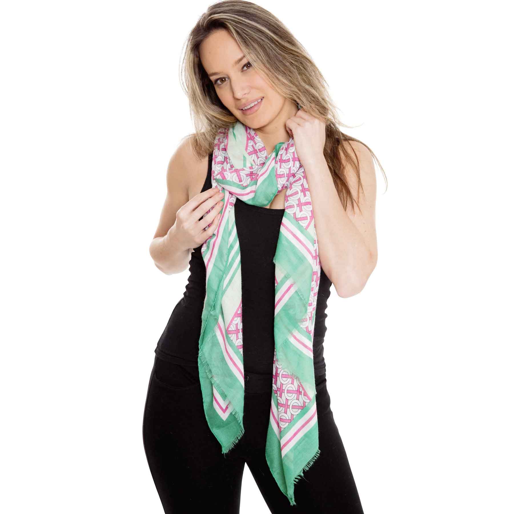 1363 - Mint<br>
Circles and Stripes Scarf