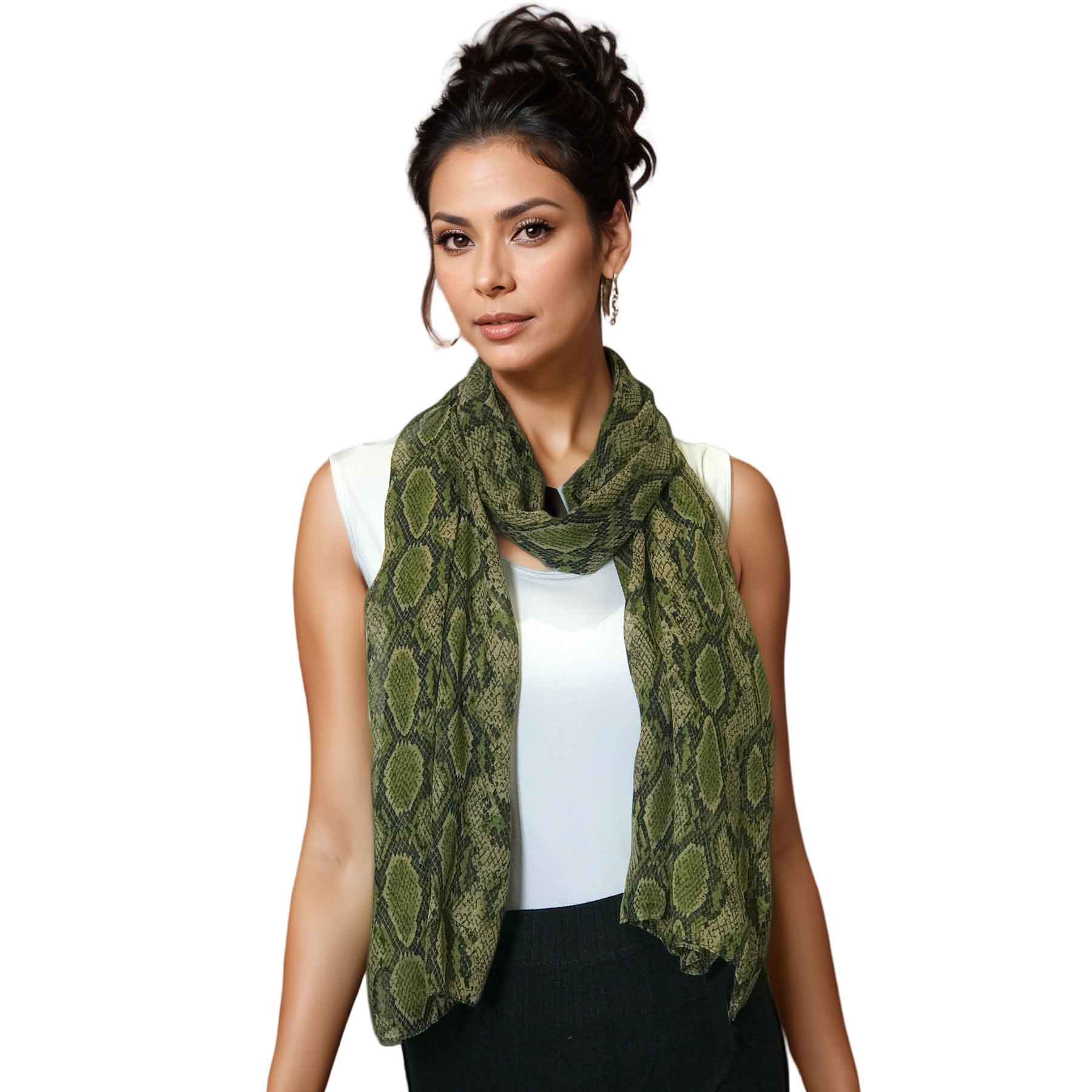 4116 - Olive<br>
Reptile Print Scarf