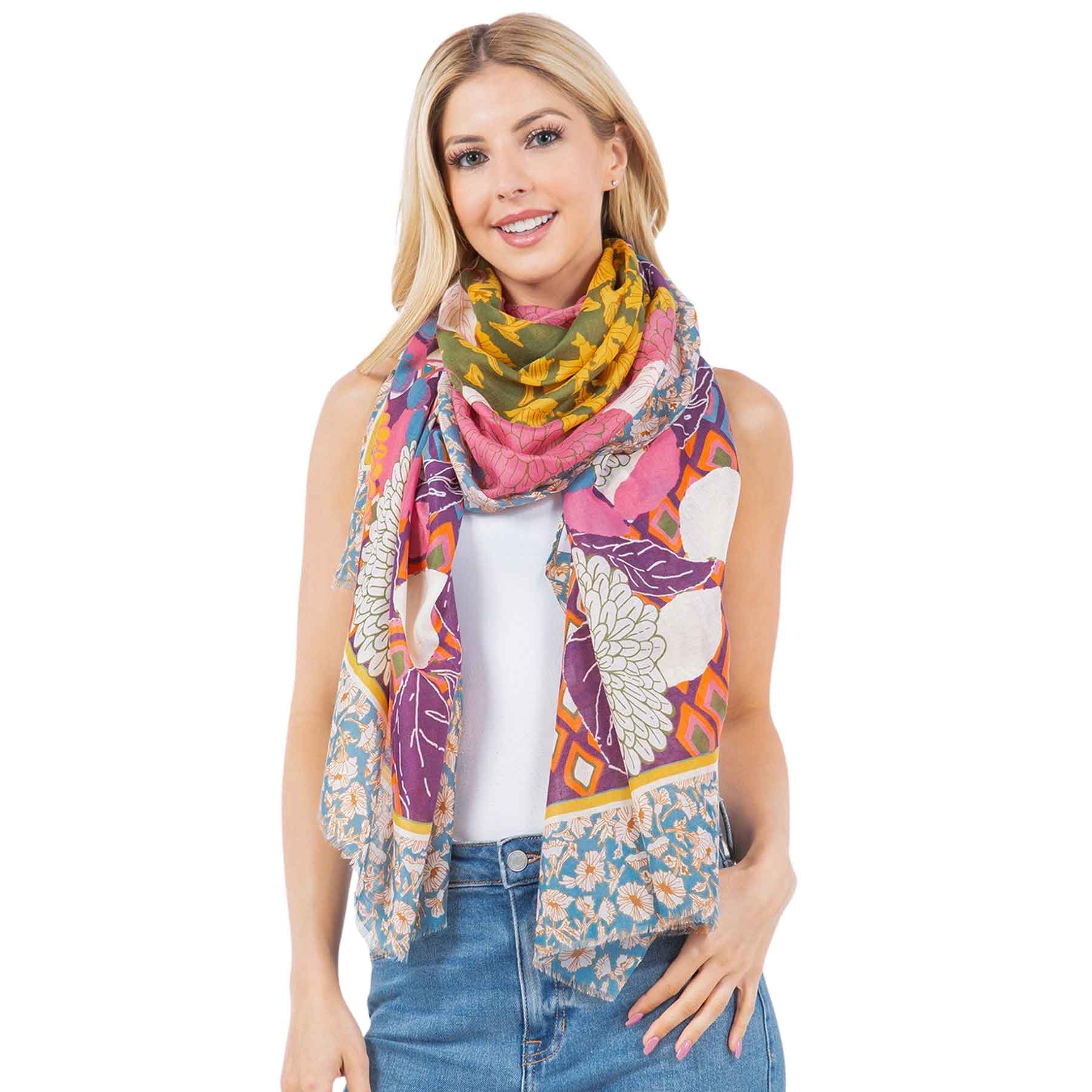 4280/PU - Vibrant Floral<br>
Cotton Feel Scarf