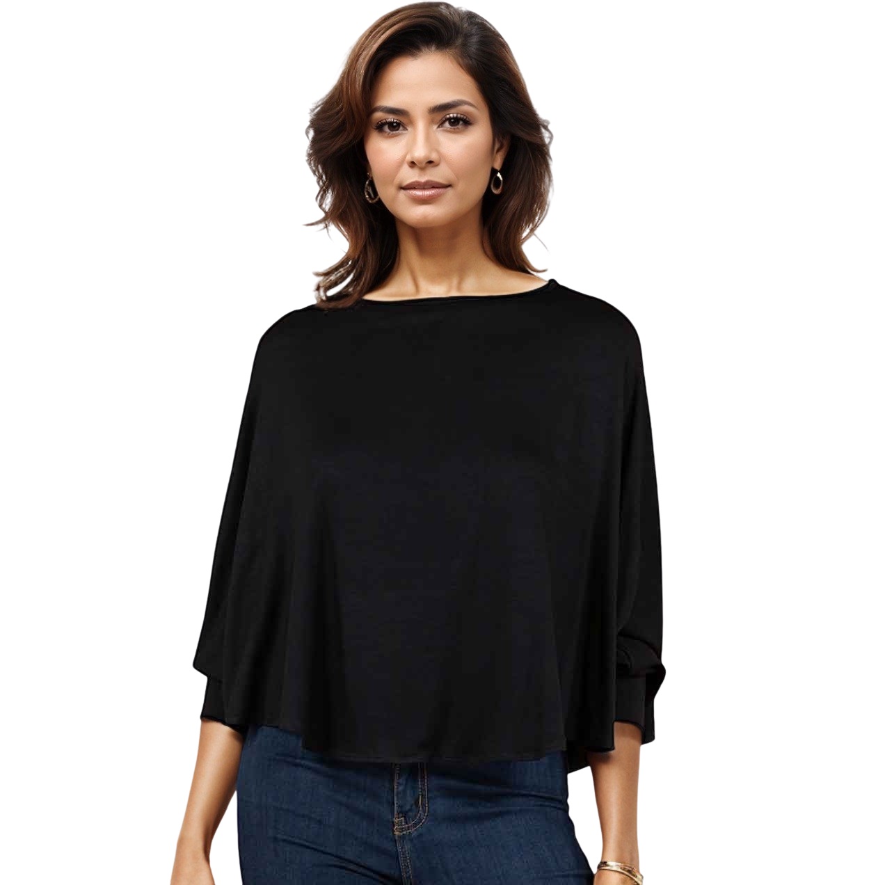 1818 - Black<br>
Poncho with Sleeves