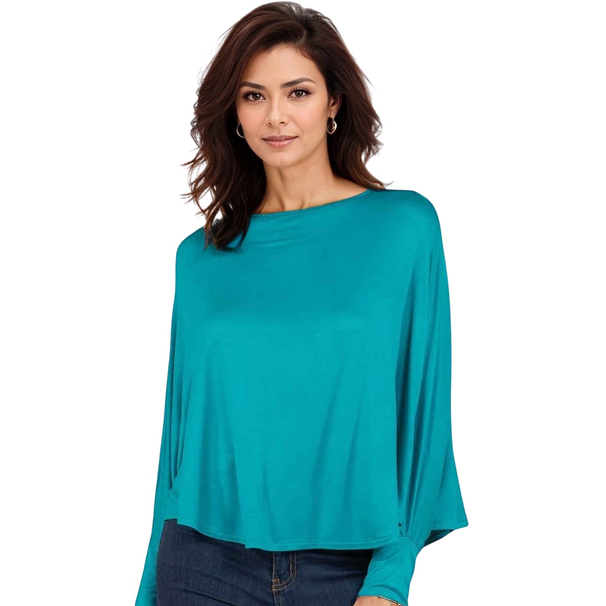 1818 - Teal<br>
Poncho with Sleeves