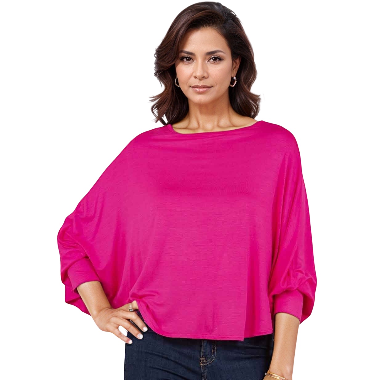 1818 - Fuchsia<br>
Poncho with Sleeves