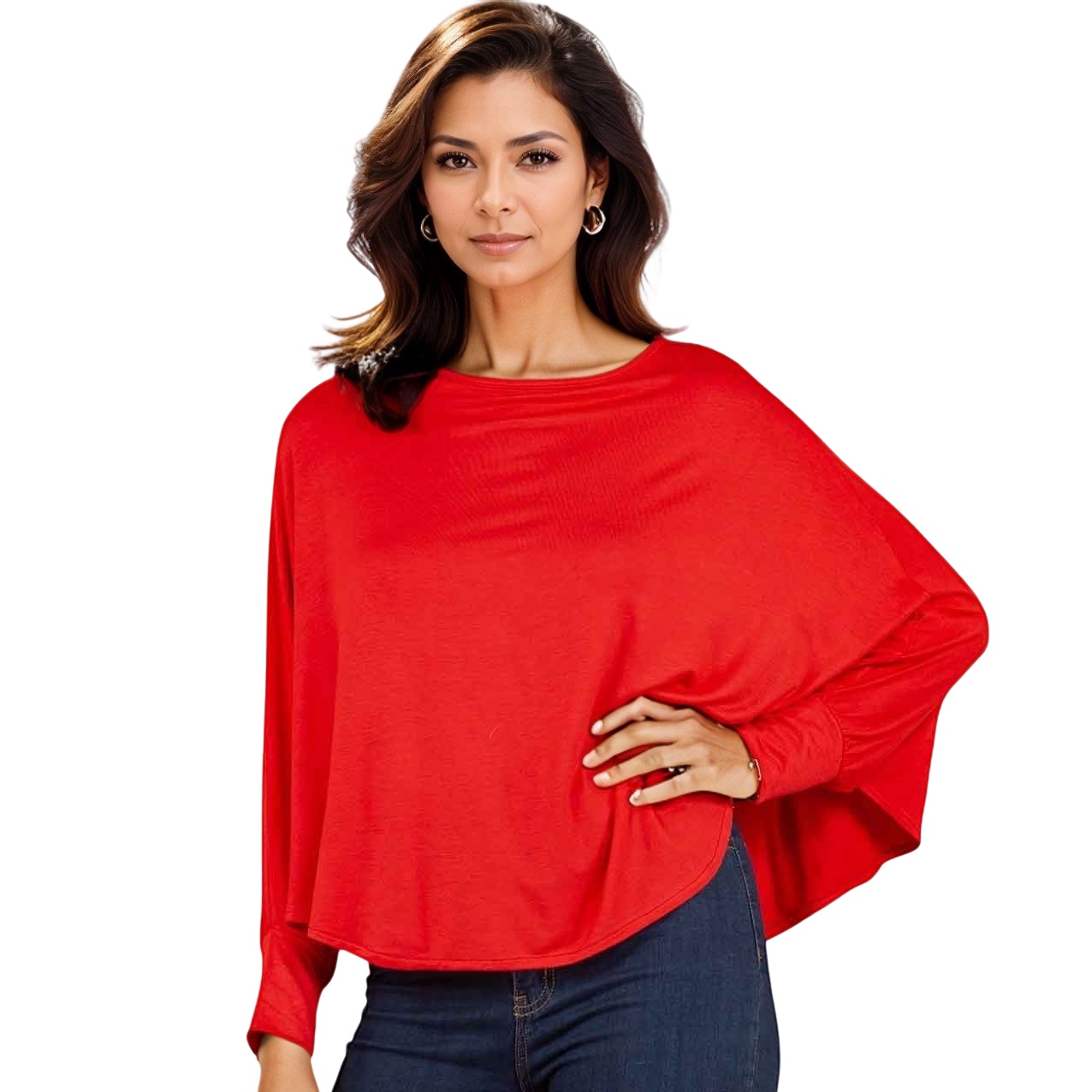 1818 - Red<br>
Poncho with Sleeves