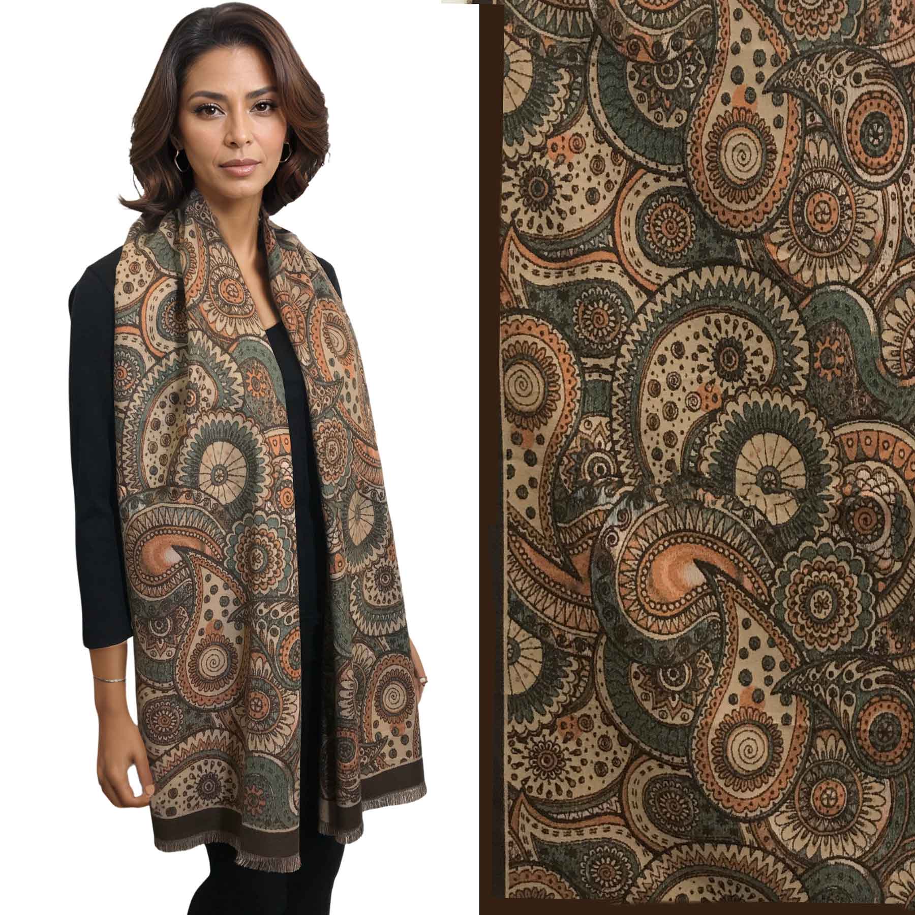 3865  - Brushed Cashmere Paisley Shawls