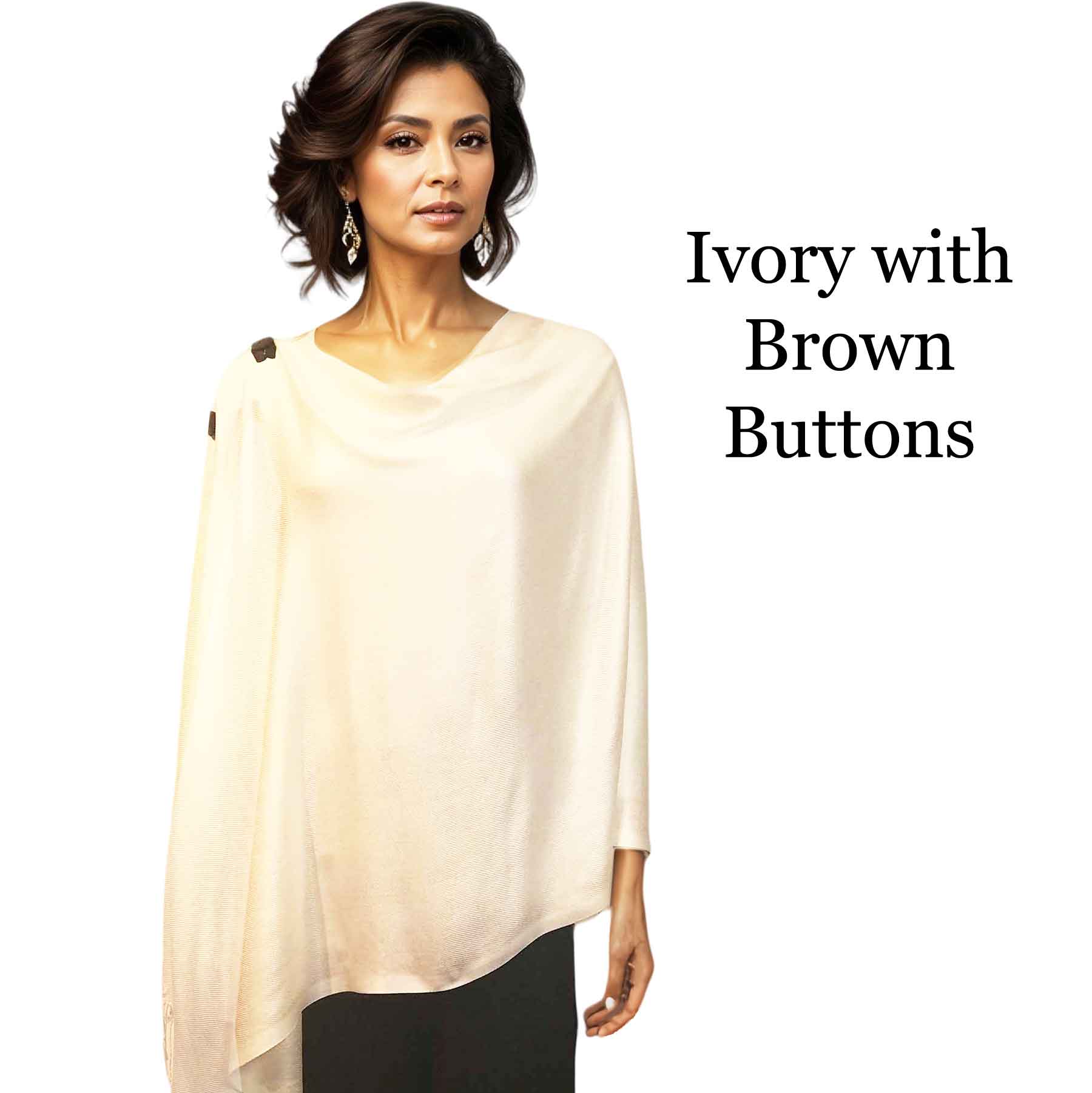 3109 - Solid Ivory<br>
Pashmina Style Button Shawl