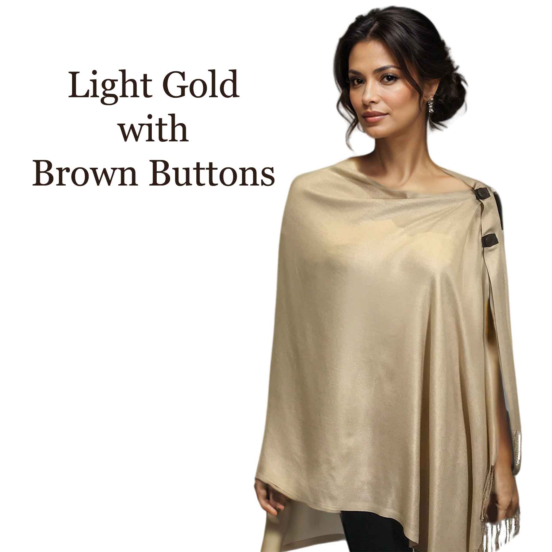 3109 - Solid Light Gold<br>
Pashmina Style Button Shawl