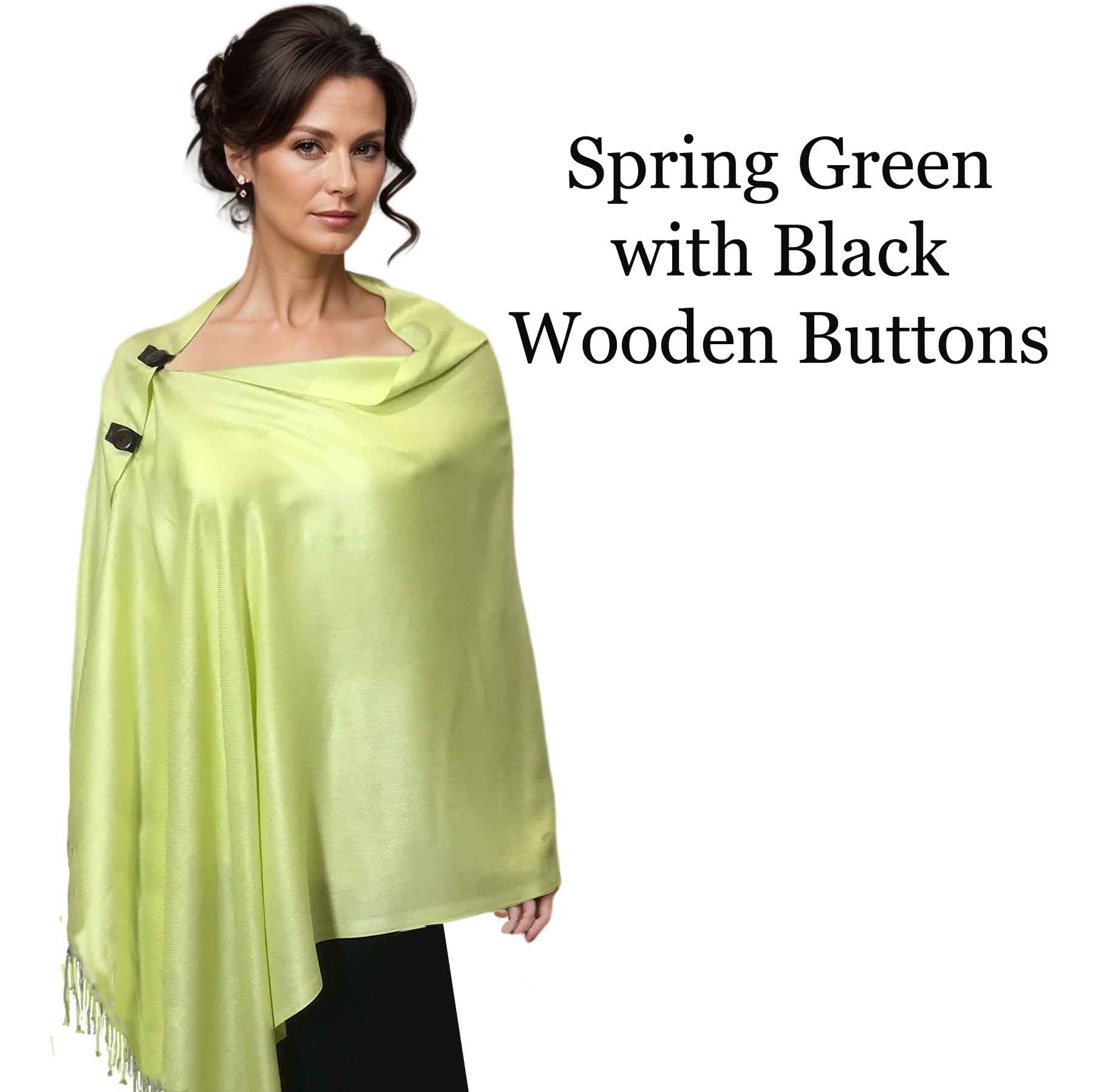3109 - Solid Spring Green<br>
Pashmina Style Button Shawl