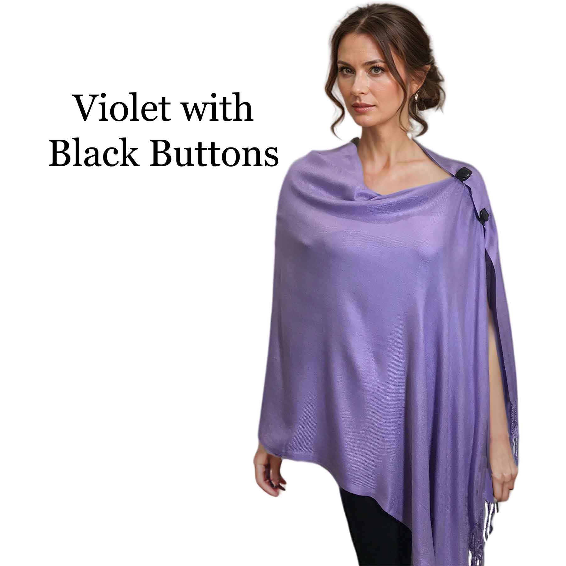 3109 - Solid Violet<br>
Pashmina Style Button Shawl