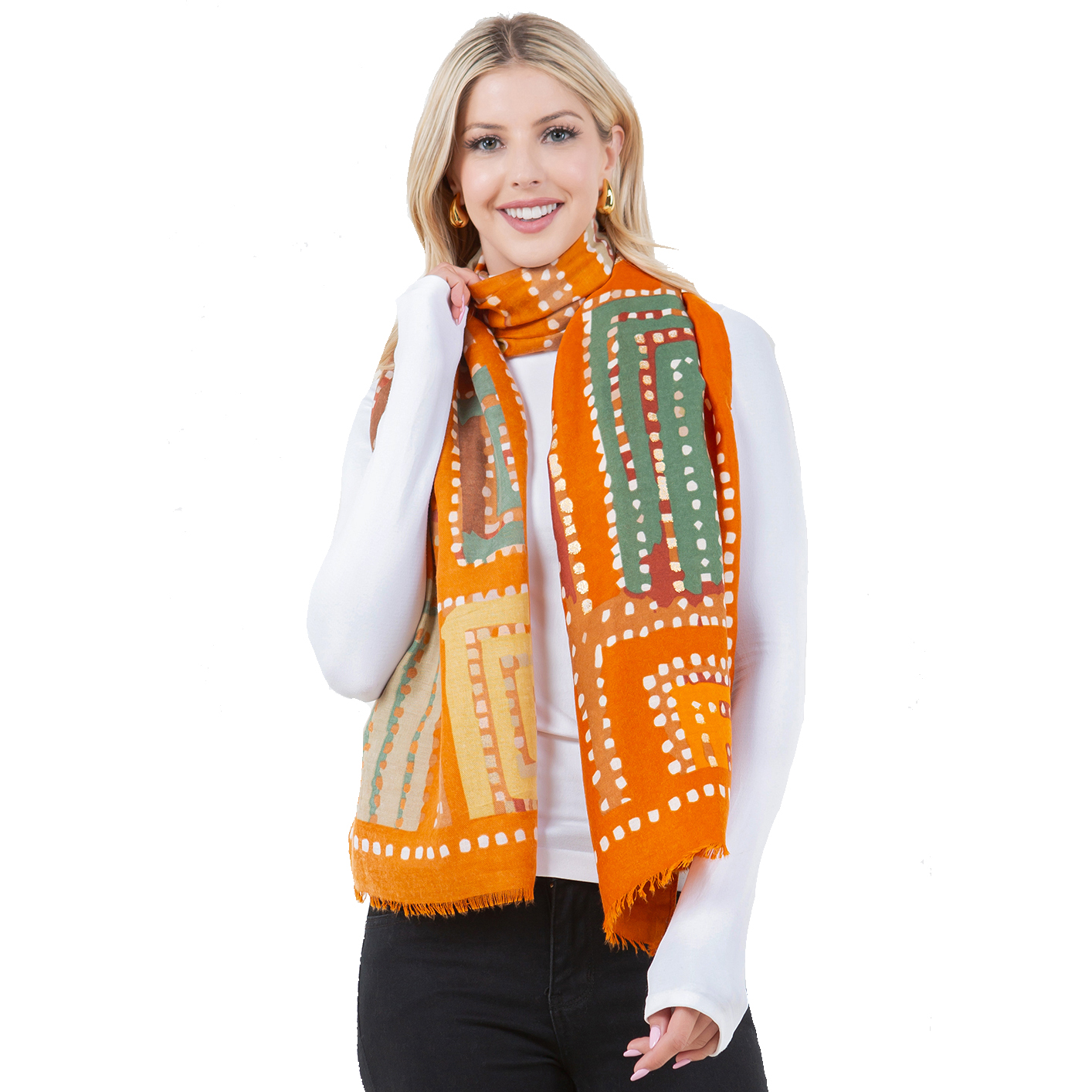 4303 - Geometric Dot Design Scarf/Shawl