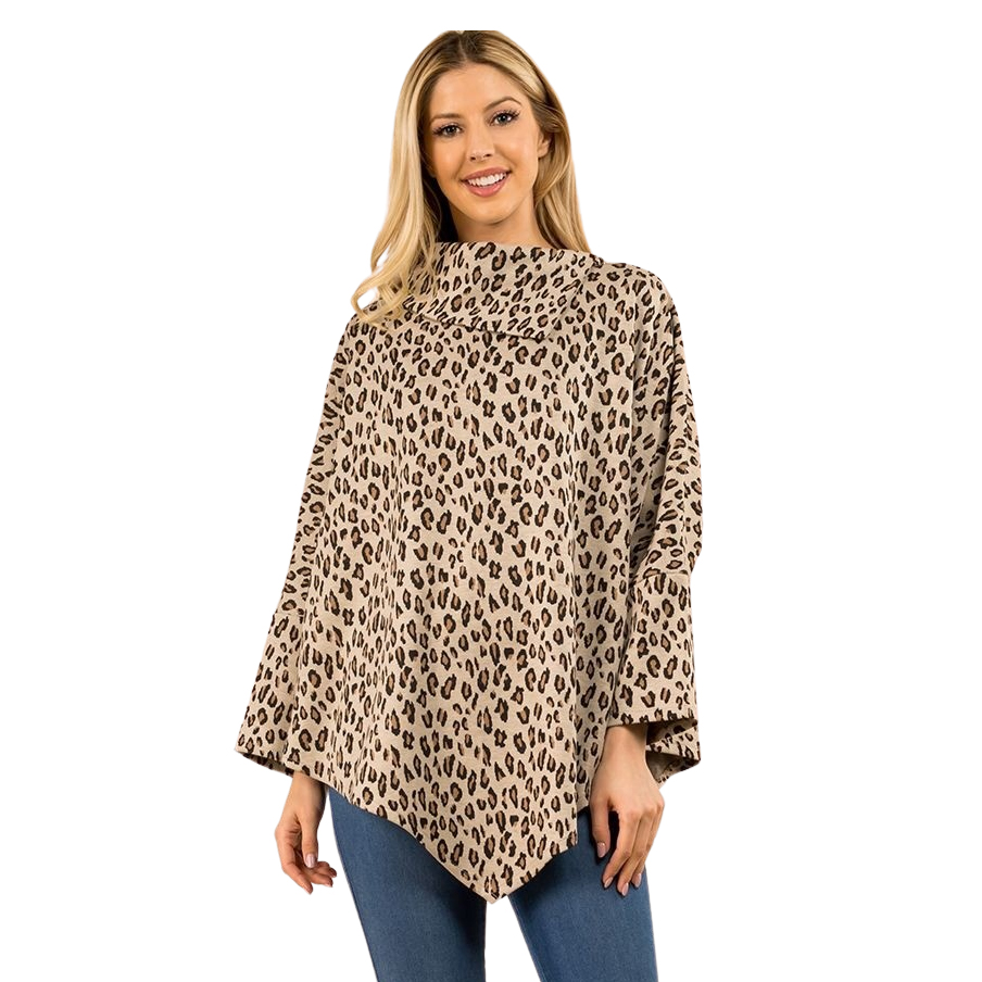 3315 - Animal Print Poncho with Sleeves