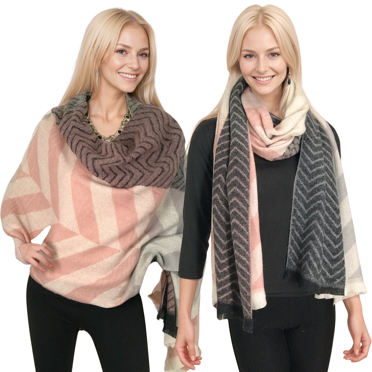 2407 - Chevron and Stripe Shawls