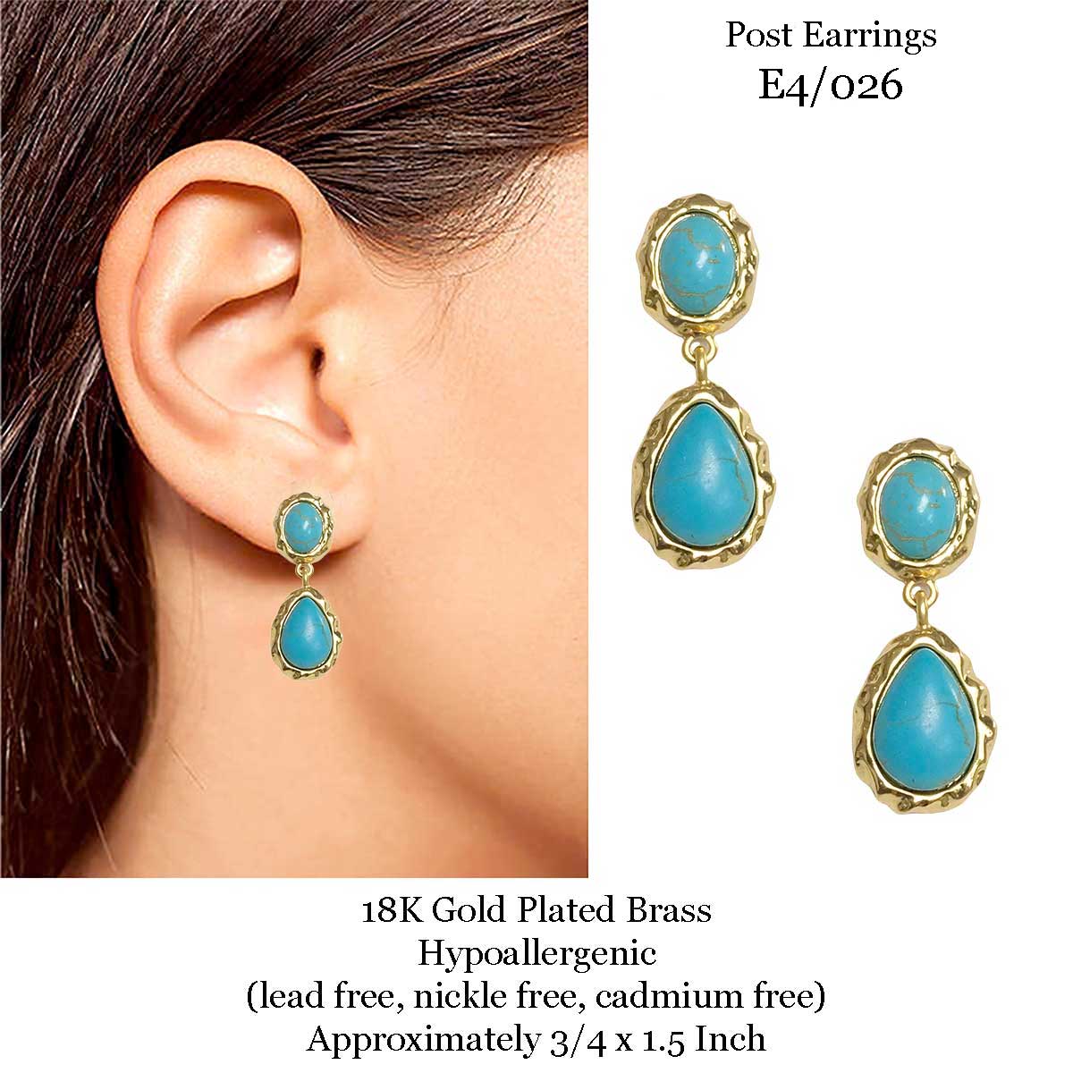 3907 - 18K Turquoise JEWELRY - #E4/026 - Turquoise on Gold