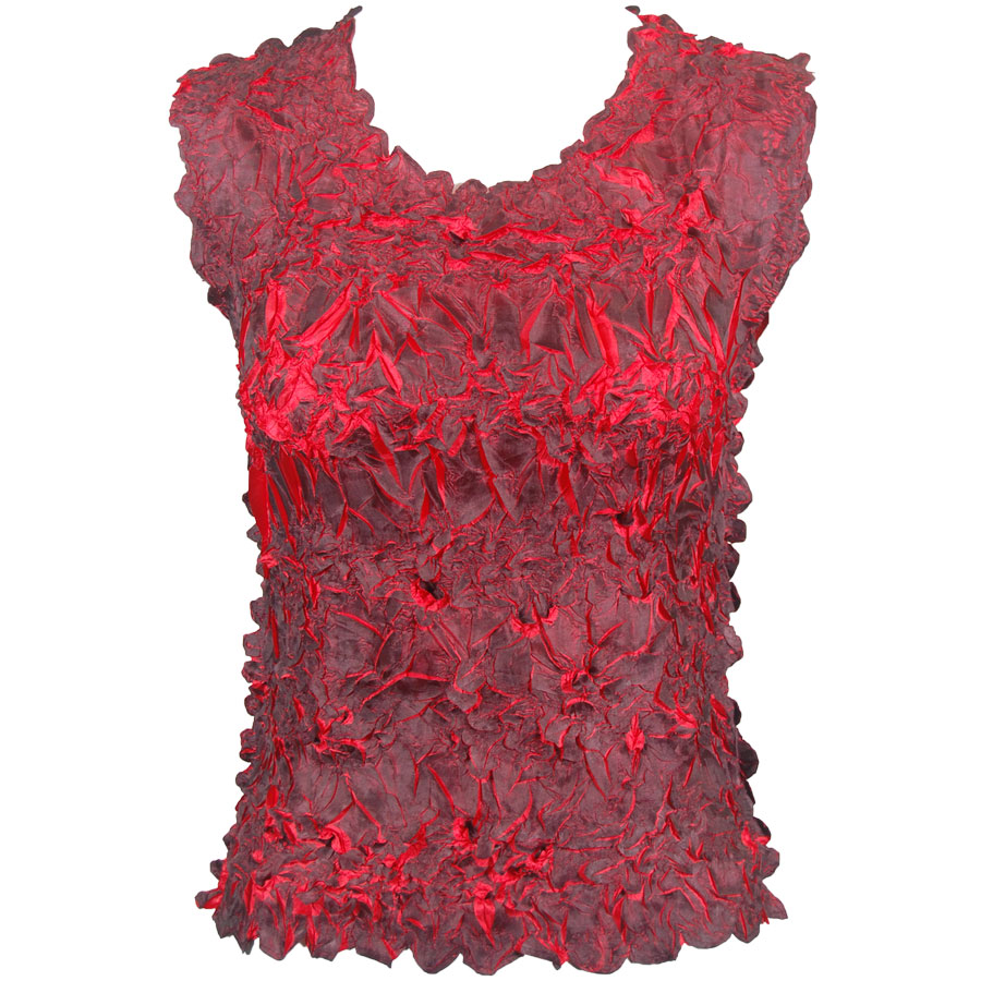 647 - Sleeveless Origami TOPs - Black - Red