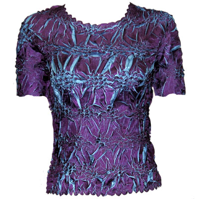 649 - Origami SHORT Sleeve Tops  - Purple - Turquoise