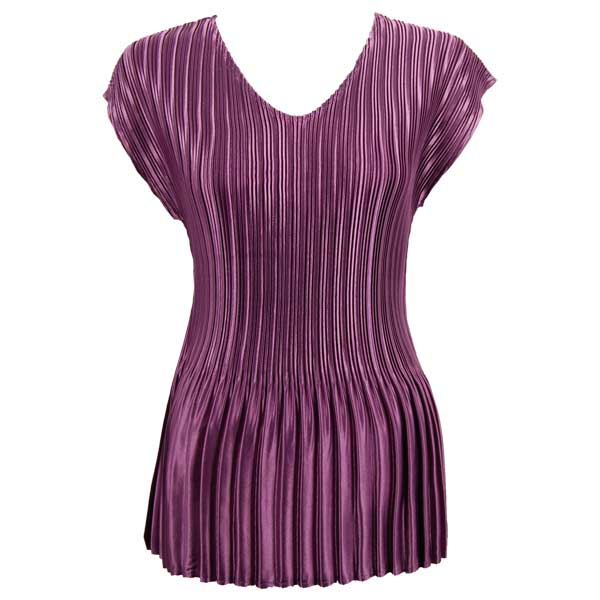 954 - Satin Mini Pleats - Cap Sleeve V-Neck