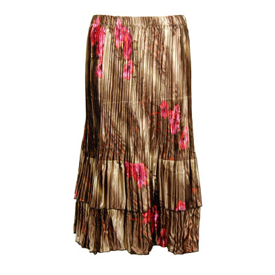  Marble Floral - Taupe Satin Mini Pleat Tiered Skirt