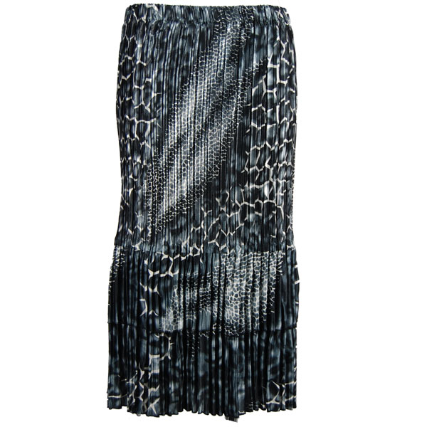  Reptile Black - Grey Satin Mini Pleat Tiered Skirt