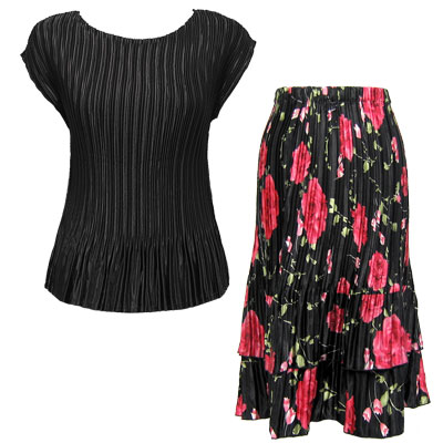 Black Cap with Black with Roses Skirt