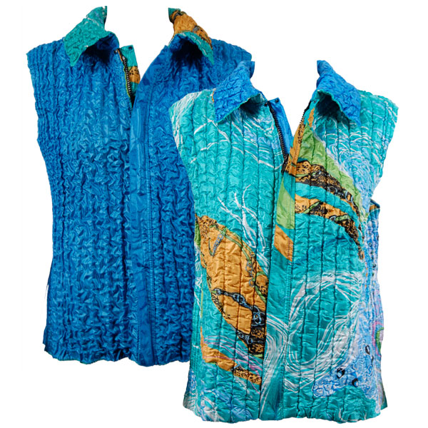 4529/PLUS - Swirl Blue<br>Quilted Reversible Vests