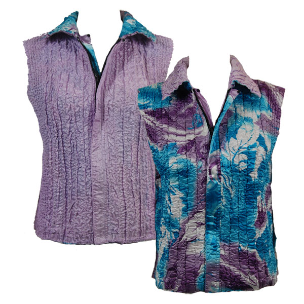 9746/PLUS - Turquoise Watercolors<br> Quilted Reversible Vest