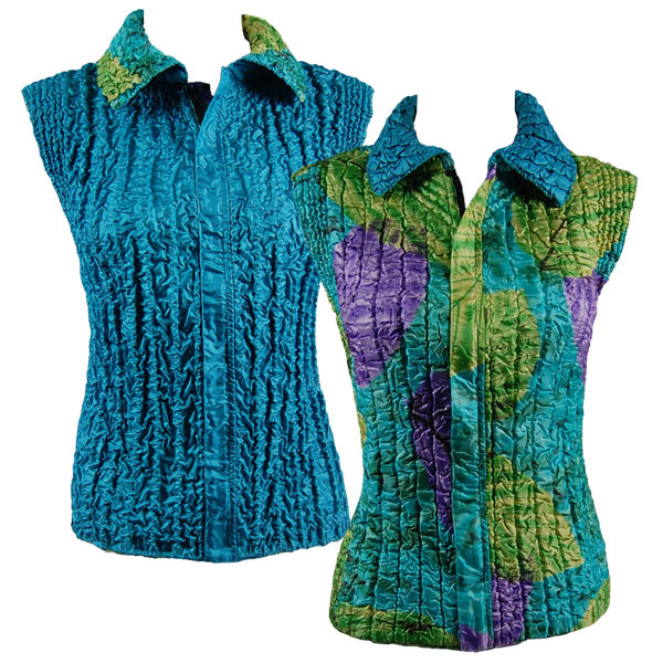 P26 - Leaves Green Multi<br>Quilted Reversible Vest