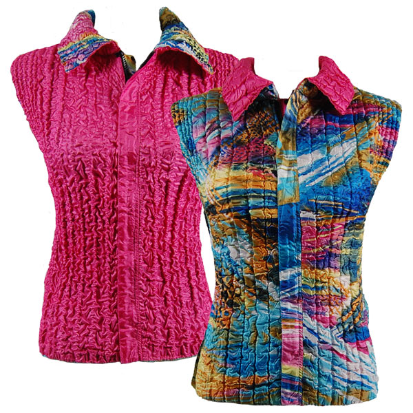 P30 - Pink Multi Giraffe <br>Quilted Reversible Vest