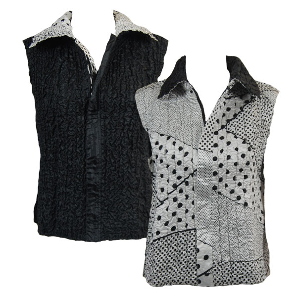 P29-PLUS - White-Black Dots<br>Quilted Reversible Vest