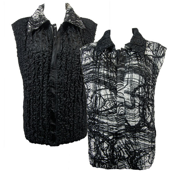 P36 - Black Abstract <br>Quilted Reversible Vest