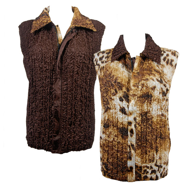 P44/PLUS - Brown Giraffe<br>Quilted Reversible Vest