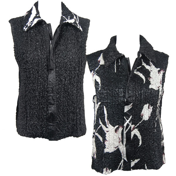 9028 - Tulips on Black<br>Quilted Reversible Vest