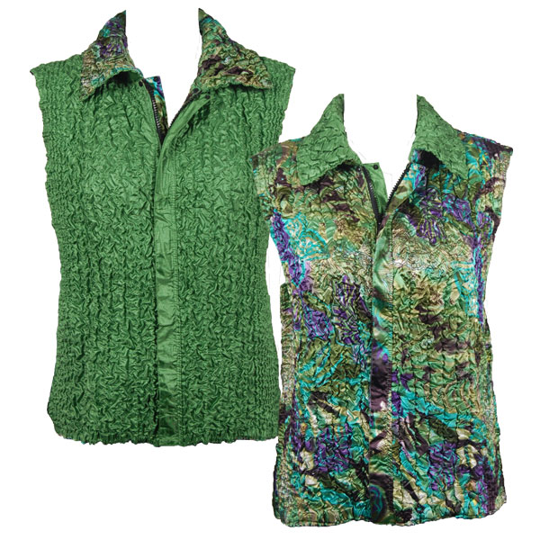 B63 - Butterfly Green-Purple<br> Quilted Reversible Vest
