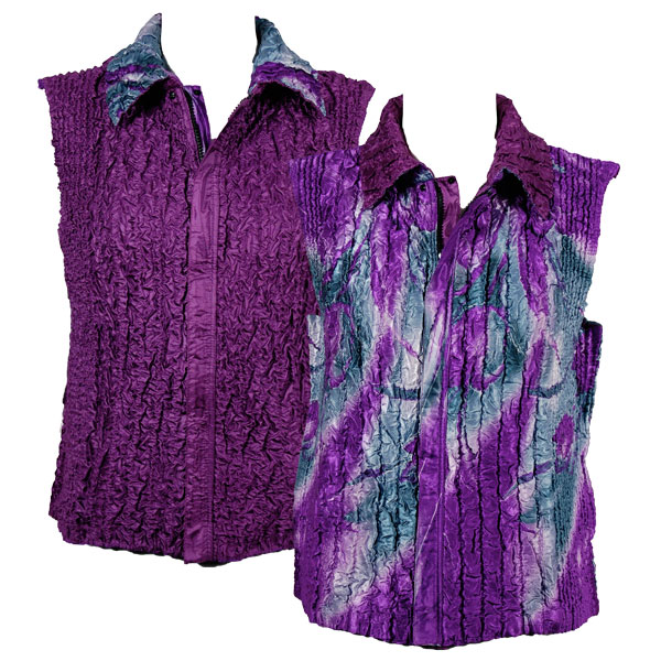 11975 - Tulips Charcoal-Purple<br> Quilted Reversible Vest